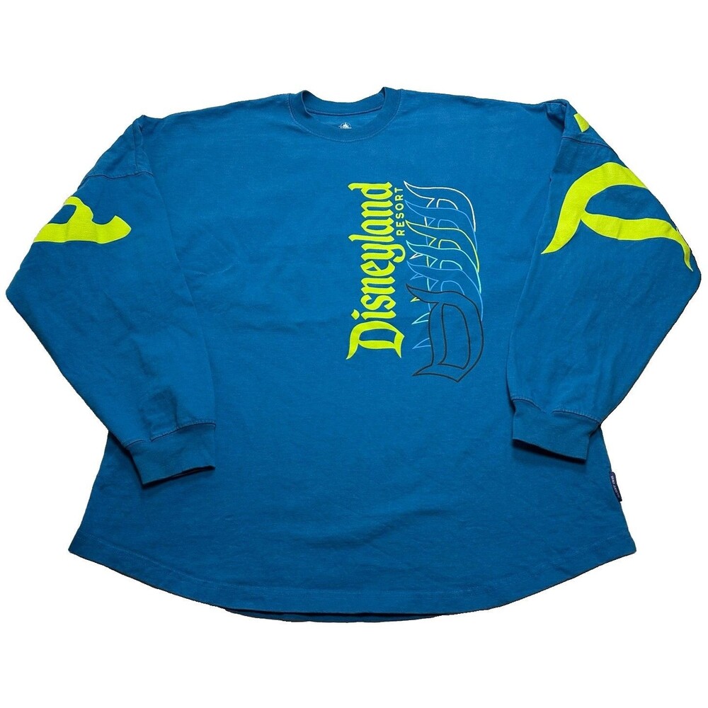Disneyland Resort Long Sleeve Spirit Jersey Size Large Blue Green Puff Print
